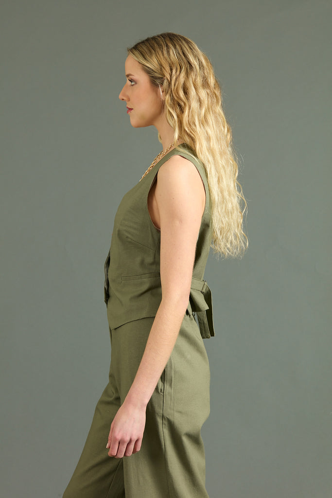 Gillet Nix Lino Verde Militar