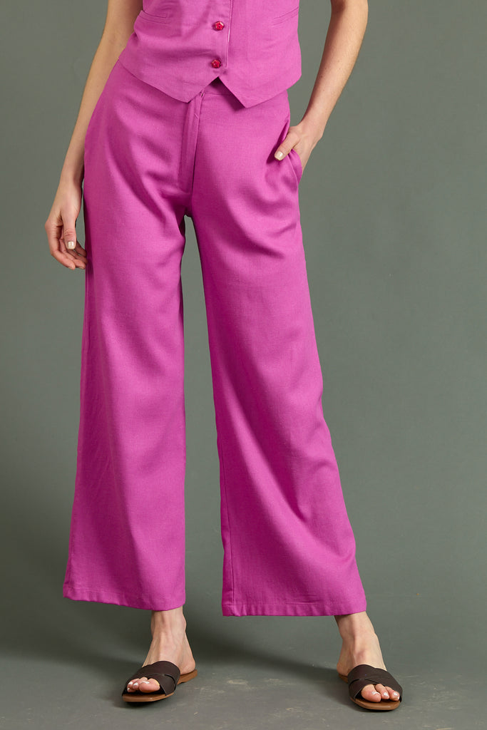 Pantalón Nix Lino Fucsia